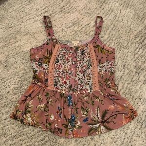 Anthropologie Peplum Multi-patterned Cami Blouse